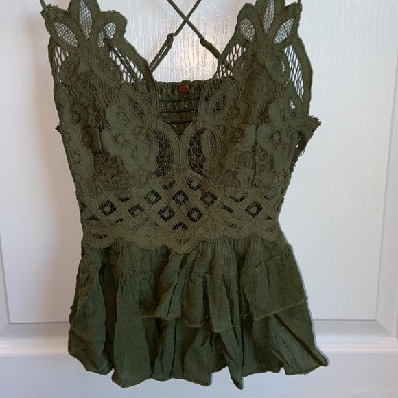 15. Free People Womens Adella CamiIn Olive Sparrow - Picture 2 of 8